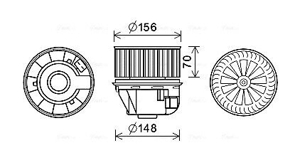 Вентилятор отопителя салона Ford Focus (04-12), C-MAX (07-10) AVA AVA COOLING FD8612