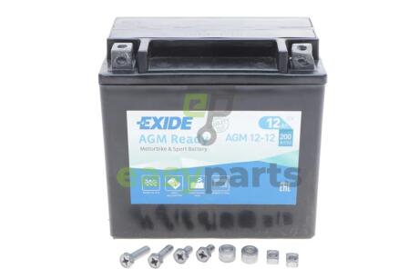 Акумуляторна батарея 12Ah/200A (150x87x145/+L/B0) (AGM) (мото)(пошкоджена клема) EXIDE DSC_AGM12-12