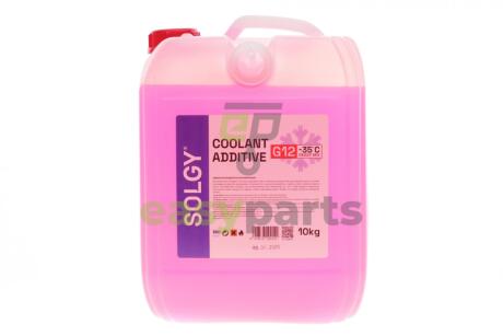 Антифриз (червоний) G12 (10kg) (-35°C готовий до застосування) Solgy 503014