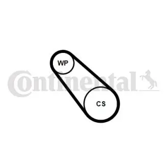 Water Pump + V-Ribbed Belt Set Contitech 3PK725ELASTWP1