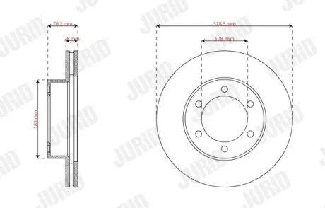 TOYOTA Гальм. диск передн. SEQUOIA 4.7 (UCK35) 04-07, TUNDRA 4.7 99-06 Jurid 563859J
