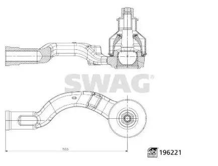 Фото наконечник рульової тяги SWAG 33112066 Наконечник рульової тяги SWAG 33112066