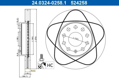 TARCZA HAM PRZOD 276X24 V POWER DISC ATE 24032402581