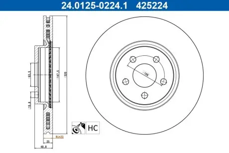 TARCZA HAM PRZOD 320X25 V ATE 24012502241