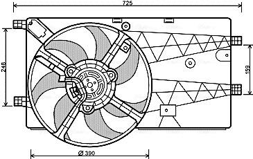 AVA CITROEN Вентилятор радіатора (з дифузором) Nemo 1.3/1.4HDI 08-, Fiat Fiorino, Qubo, Peugeot Bipper AVA COOLING PE7548