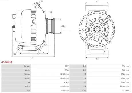 ALTERNATOR REGENER AS-PL A5048SR