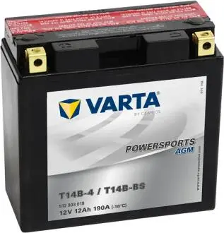 Аккумуляторная батарея 12Ah/190A (150x70x145/+L/B0) (AGM) (мото) (сухозаряженный) VARTA 512903019I314