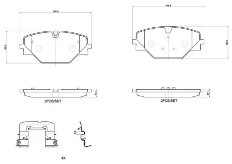 Фото колодки гальмівні дискові (комплект 4 шт) BREMBO P44032 Колодки гальмівні дискові (комплект 4 шт) BREMBO P44032