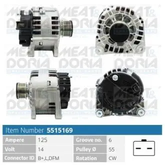 ALTERNATOR 12V 125A Z KOLEM MEAT&DORIA 5515169