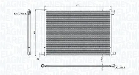 Радіатор кондиціонера MB Vito (W447)/C-class (W205)/E-class (W213) 16- (з осушувачем) MAGNETI MARELLI 350203101300