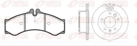 VW К-кт гальм. колодки + диски LT 28-35 II 2.5 TDI 01-06, DB SPRINTER 4-t (B904) 408 D 96-06 REMSA 8614.00 (фото 1)