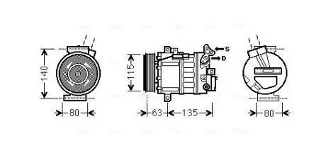 AVA CITROEN Компресор кондиціонера C5 II 2.0, 2.2 04-, C5 III 2.0, 2.2 08- AVA COOLING RTAK485