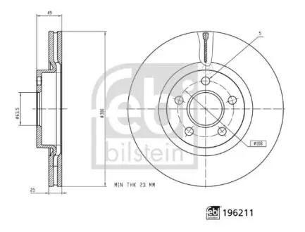 TARCZA HAM PRZOD 300X25 V FEBI BILSTEIN 196211