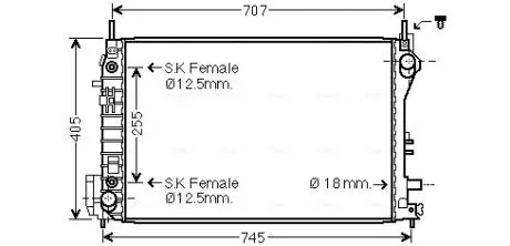 Радіатор, охолодження двигуна AVA COOLING OL2559