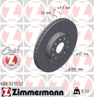 Фото гальмiвнi диски SPORT Z ZIMMERMANN 600327152 Гальмiвнi диски SPORT Z ZIMMERMANN 600327152