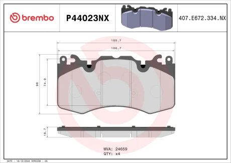 Фото дисковi колодки BREMBO P44023NX ДИСКОВI КОЛОДКИ BREMBO P44023NX