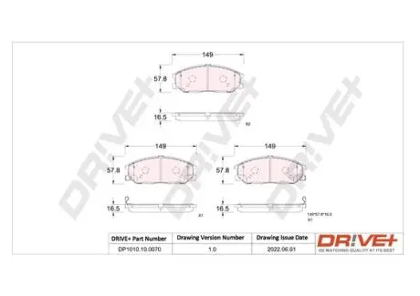 Drive+ - Гальмівні колодки до дисків DR!VE+ DP1010.10.0070