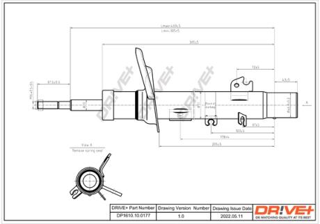 Drive+ Амортизатор (передній) Peugeot 207/Citroen C3 1.4/1.6HDi/VTi 06- (L) (Gas) DR!VE+ DP1610.10.0177