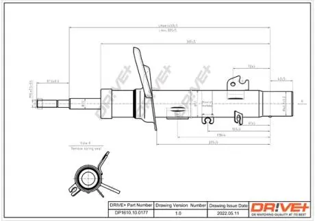 Drive+ Амортизатор (передній) Peugeot 207/Citroen C3 1.4/1.6HDi/VTi 06- (L) (Gas) DR!VE+ DP1610.10.0177