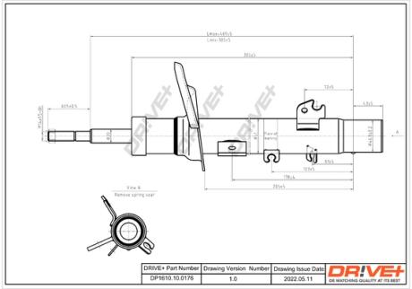 Drive+ Амортизатор (передній) Peugeot 207/Citroen C3 1.4/1.6HDi/VTi 06- (R) (Gas) DR!VE+ DP1610.10.0176