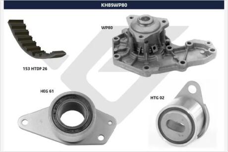 Помпа води + комплект ременя ГРМ HUTCHINSON KH89WP80