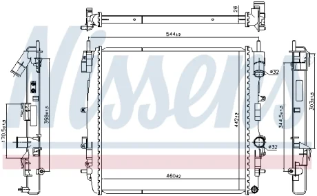Фото радіатор охолодження двигуна NISSENS 637629 Радіатор охолодження двигуна NISSENS 637629
