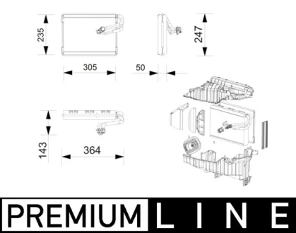 PAROWNIK KLIMATYZACJI BEHR PREMIUM LINE MAHLE / KNECHT AE269000P