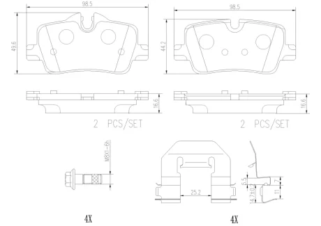 Klocki ham. tył XTRA CERAMIC BMW/BMW (BRILLIANCE) BREMBO P06113NX