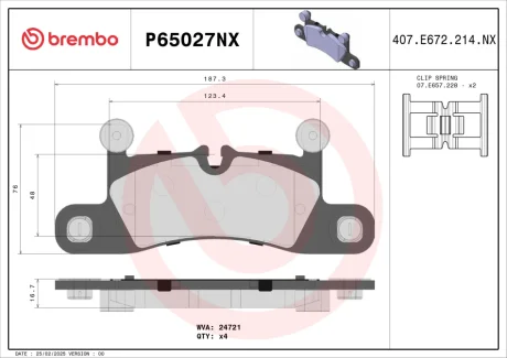 Klocki ham. tył XTRA CERAMIC AUDI/PORSCHE/VW BREMBO P65027NX