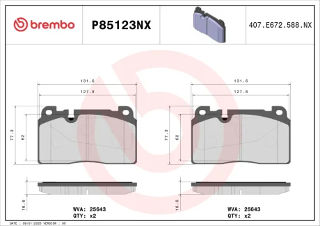 Klocki ham. XTRA CERAMIC AUDI/PORSCHE BREMBO P85123NX