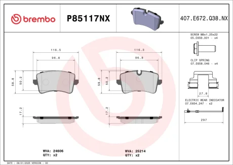 Фото klocki ham. tył XTRA CERAMIC AUDI BREMBO P85117NX Klocki ham. tył XTRA CERAMIC AUDI BREMBO P85117NX