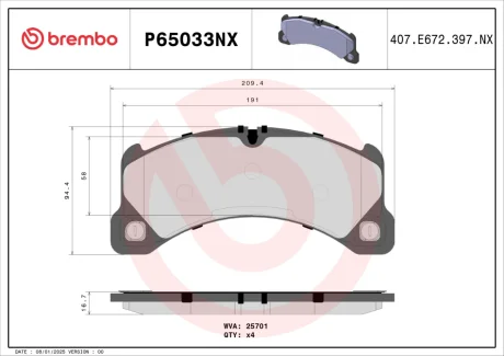 Klocki ham. XTRA CERAMIC PORSCHE BREMBO P65033NX