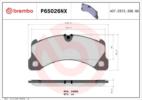 Фото klocki ham. XTRA CERAMIC PORSCHE BREMBO P65026NX Klocki ham. XTRA CERAMIC PORSCHE BREMBO P65026NX