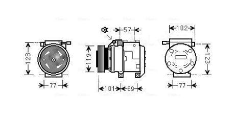 AVA HYUNDAI Компресор кондиціонера TUCSON 2.0 04-, ELANTRA III 1.6, 1.8, 2.0 00-, KIA AVA COOLING HYAK222