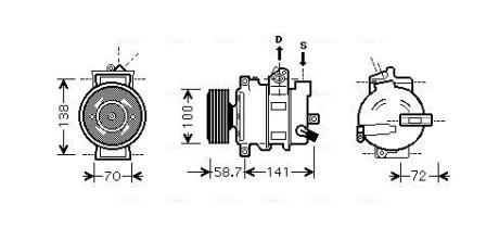 AVA AUDI Компресор кондиціонера A4 Allroad B8 09-, A4 B6 01-, A4 B7 04-, SEAT AVA COOLING AIAK279