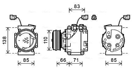 AVA HONDA Компресор кондиціонера CITY IV 1.3 05-, JAZZ II 1.2, 1.3 02- AVA COOLING HDAK260