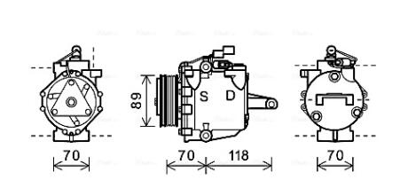 AVA MITSUBISHI Компресор кондиціонера COLT VI 1.1, 1.3, 1.5 04- AVA COOLING MTAK224