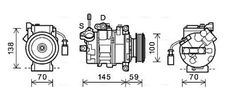 AVA AUDI Компресор кондиціонера Q7 4.2 07-, A8 D3 4.0, 4.2 03- AVA COOLING AIAK342