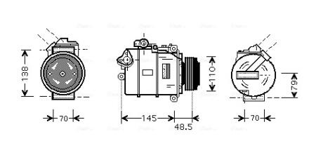 AVA BMW Компресор кондиціонера X5 (E53) 3.0 00- AVA COOLING BWAK309