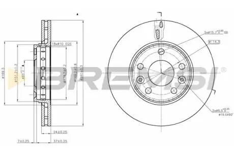 Гальмівний диск перед. Duster/Fluence/Laguna III/Megane III 08- (280x24) BREMSI CD7728V