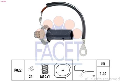 Датчик тиску оливи FACET 7.0167