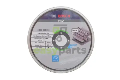 Круг відрізний (К-кт 10 шт) 125x1,6x22,23 мм PRO Stainless Steel and Metal Cutting Disc BOSCH 2 608 619 050
