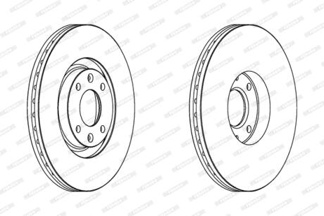 Диск гальмівний (передній) Citroen C4 04-13/Peugeot 207/308 07-14/307 03-09 (302x26) (з покр) (вент.) FERODO DDF1442C