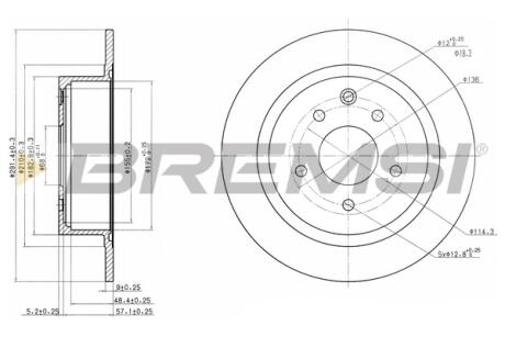 Гальмівний диск зад. Teana/Qashqai/Tiida/Sentra/Pulsar/Teana/Juke/Qashqai/A60 08- BREMSI CD7590S