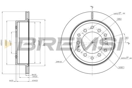 Гальмівний диск зад. Cruiser 300/80/90/Prado/Lexus GX 01-10 3.0-4.7 BREMSI CD8505V