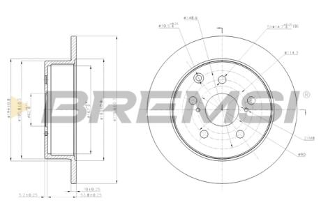 Гальмівний диск зад. AVENSIS 2.2 D-4D/D-CAT 05-08 (280x10mm) BREMSI CD7704S