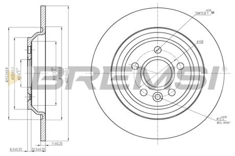 Гальмівний диск задн. INSIGNIA A/VOLVO XC70 II 1.4-3.2 07-17 BREMSI CD7720S