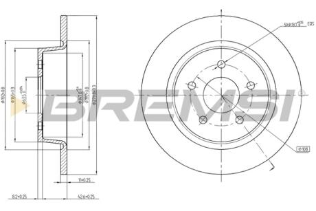 Гальмівний диск зад. Transit Connect/Kuga/C-max 10- 1.0-2.0 BREMSI CD8058S