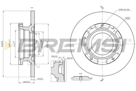 Диск гальмівний (задній) Ford Turneo Custom/Transit 12-23 BREMSI CD8472S