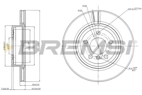 Гальмівний диск перед. BMW X3 (E83) 03-11 (325x25) BREMSI CD7271V
